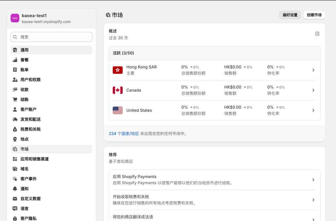 Shopify市场设置